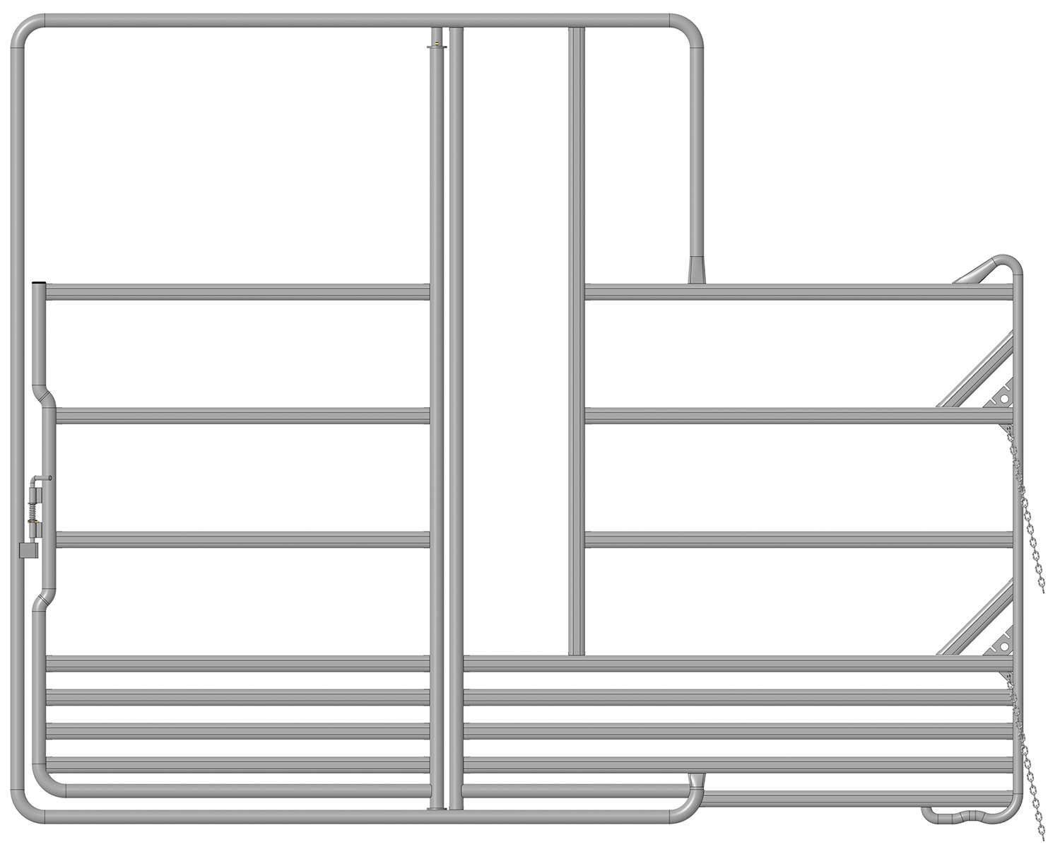 Sicherheits-Pferde-Panel mit Tor und Fressgitter, 3,60 m, 1 Fressplatz