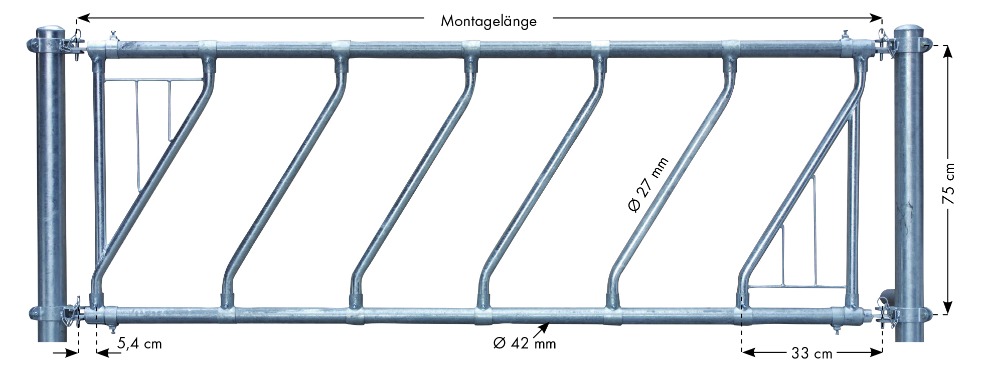 Trägerrohre Kalb für Kälber-Schrägfressgitter modular