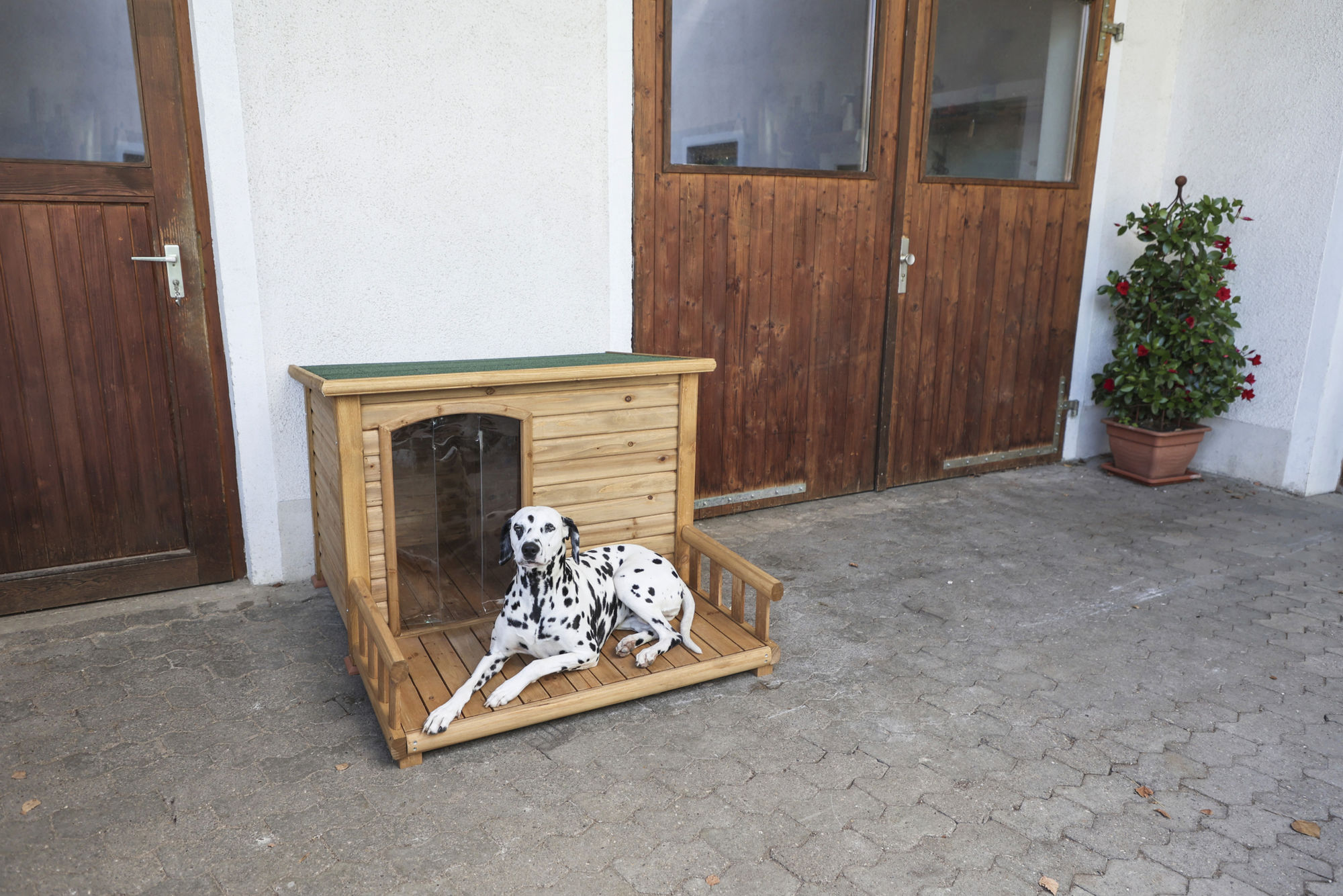 Hundehütte mit Terrasse 113 x 127 x 83 cm