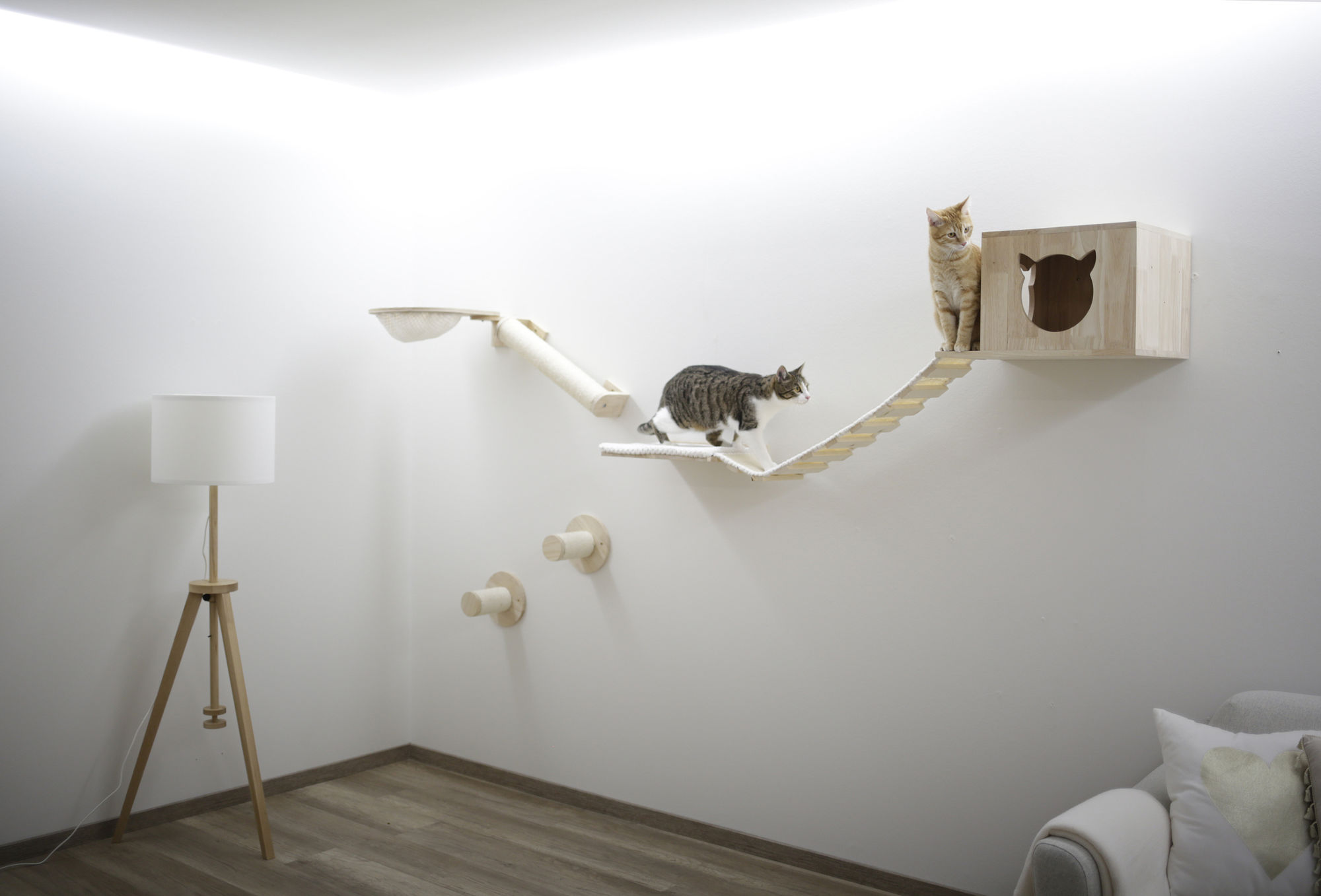 Kletterwand Anden für Katzen, 8-teilig, natur/weiß