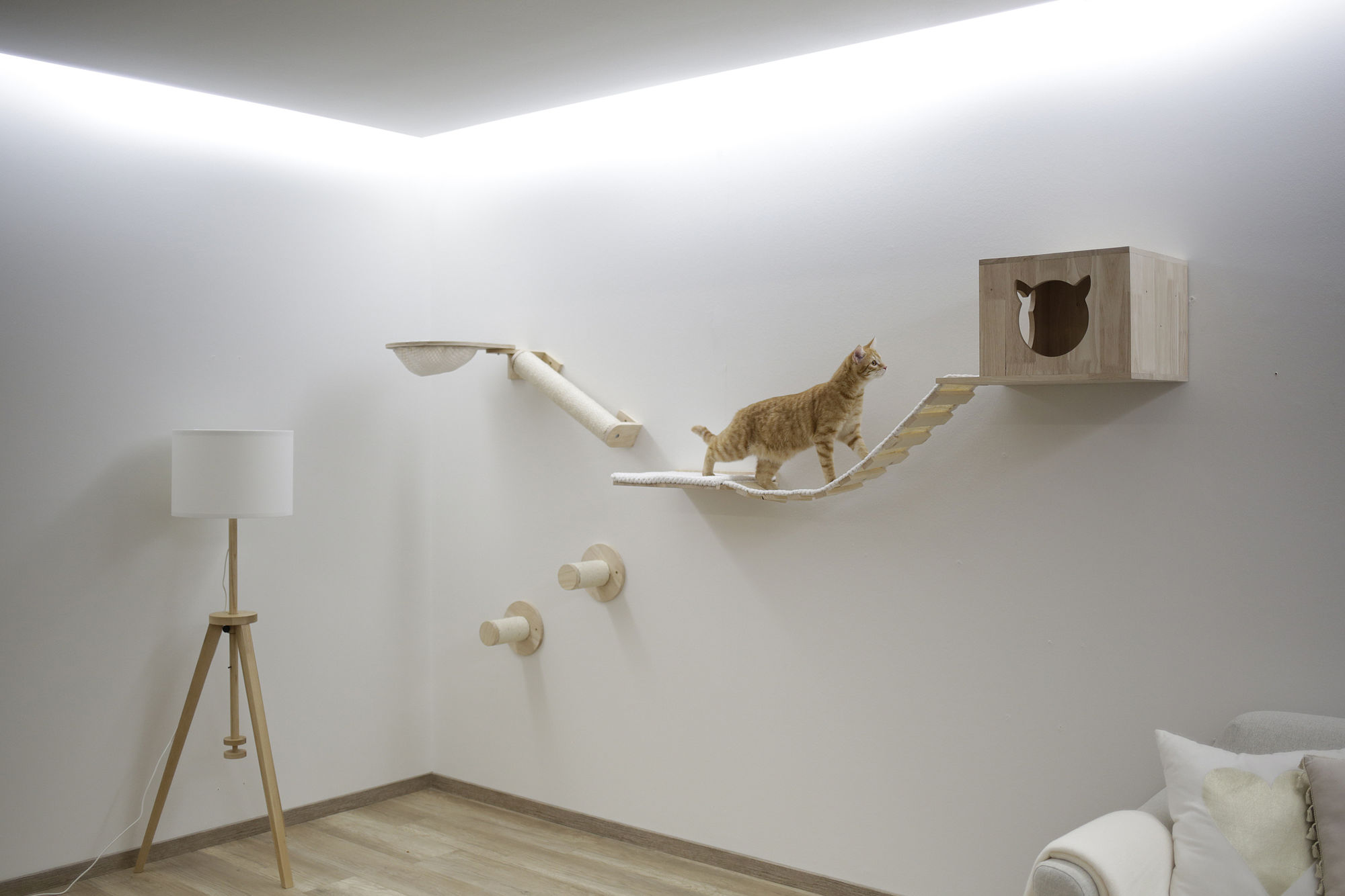 Kletterwand Anden für Katzen, 8-teilig, natur/weiß