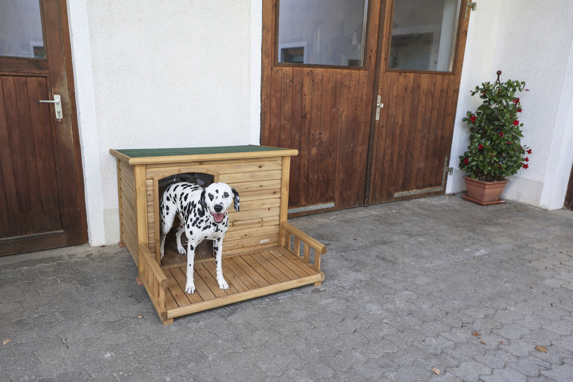 Hundehütte mit Terrasse 113 x 127 x 83 cm