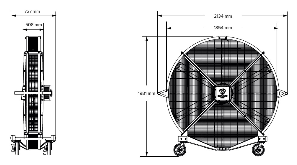 Black Jack Industrie-Ventilator von BIG ASS FANS, IPX5, 230 V, 185 cm Durchmesser